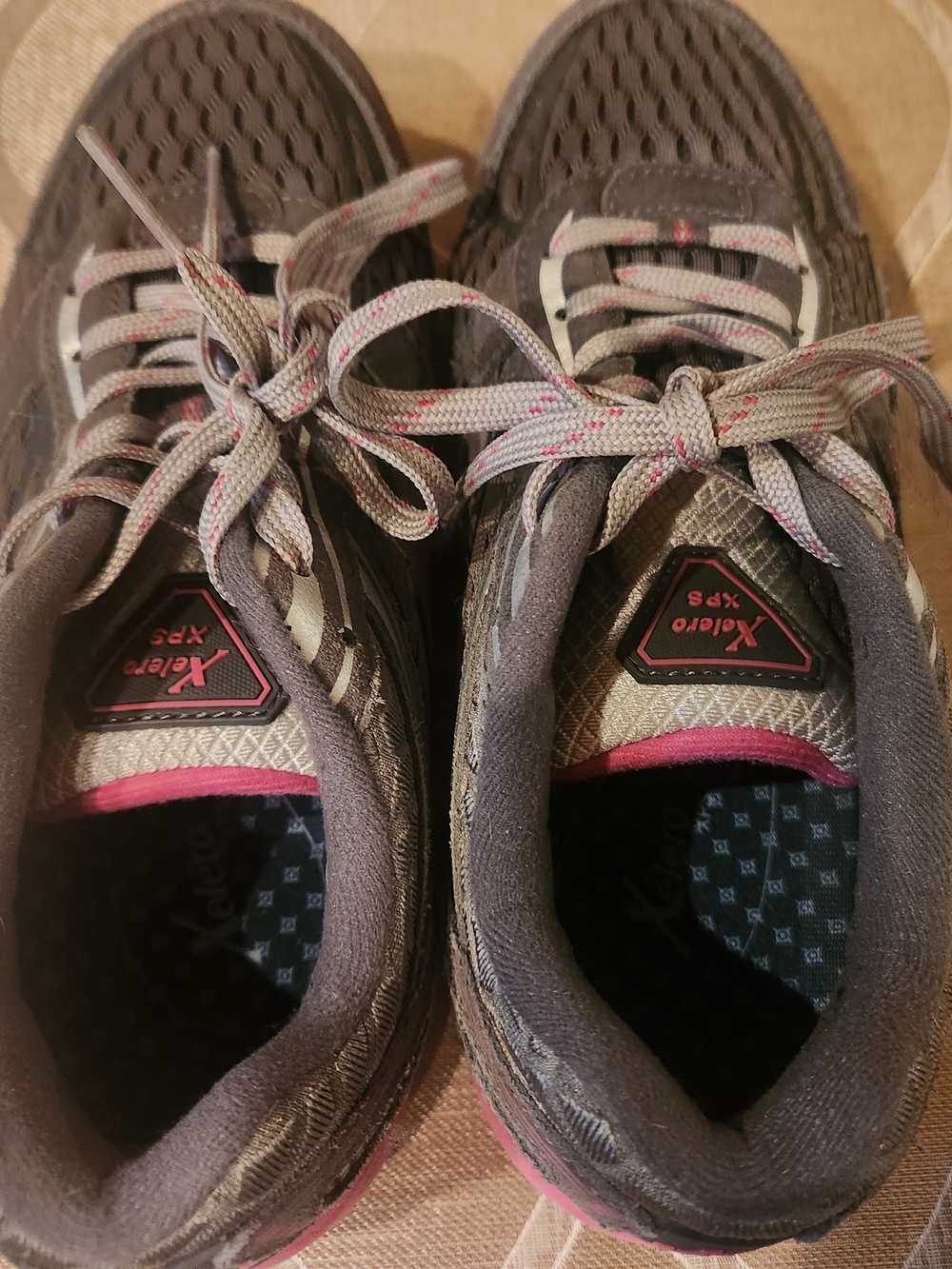 Women’s Gray Athletic Sneakers with Pink Accents — Comfort Run WIDE width